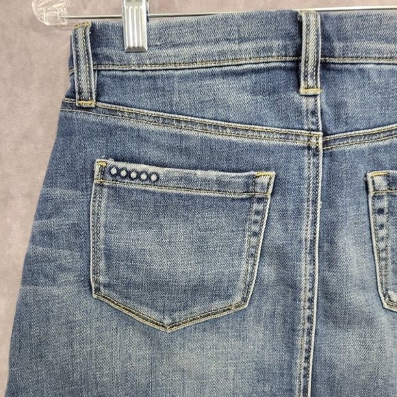 Blank NYC Light Distressed Raw Hem Denim Mini Skirt size 26 - Picture 5 of 11